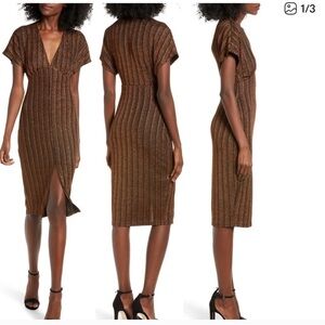 All in Favor Gold Ribbed Dress
